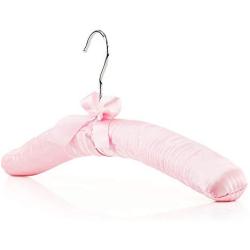 HANGERWORLD 5 Pink 17inch Satin Padded Top Garment Wedding Clothes Coat Hangers