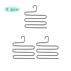 HJYPYJ Magic Hanger,Type s Multifunction Magical Hangers,Iron Multi-Layer Storage Trouser Hangers,Space-Saving Organizer Hangers, Not Easy to Fall Off/Black / 3 pcs