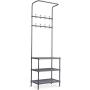 3 Tier Metal Storage Shelf 8 Hooks Hat Shoes Rack Coat Clothes Racks Hanger Stand HW58543