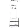 3 Tier Metal Storage Shelf 8 Hooks Hat Shoes Rack Coat Clothes Racks Hanger Stand HW58543 3 Tier Metal Storage Shelf 8 Hooks Hat Shoes Rack Coat Clothes Racks Hanger Stand HW58543