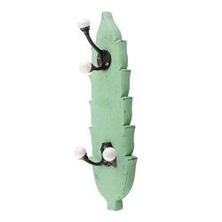 Indianshelf Handmade 1 Artistic Vintage Green Wooden Double Loop Rail Hooks Hangers/Wall Hooks for Keys