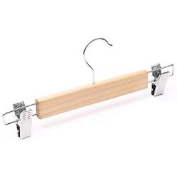 KYCPTNFJ 10pcs Clothes Hanger Adjustable Anti Slip with Clips Anti-Rust Natural Durable Wooden Practical Pants Home Laundry Skirt