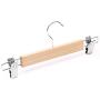 KYCPTNFJ 10pcs Clothes Hanger Adjustable Anti Slip with Clips Anti-Rust Natural Durable Wooden Practical Pants Home Laundry Skirt