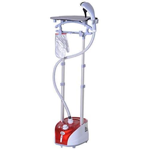 HOMCOM Fabric Garment Steamer for Clothes, Hanging Full Size, 2 Liter, 1350W, 11 Level Steam Adjustment - Red