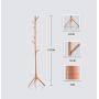 Yxsd 176CM Wooden Coat Rack Stand 8 Hooks Clothes Stand Tree Stylish Hat Coat Rail Stand Rack Clothes Jacket Storage Hanger Organiser Natural