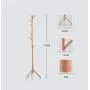 Yxsd 176CM Wooden Coat Rack Stand 8 Hooks Clothes Stand Tree Stylish Hat Coat Rail Stand Rack Clothes Jacket Storage Hanger Organiser Natural