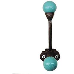 Indianshelf Handmade 1 Artistic Vintage Green Iron Solid Key Hooks Hangers/Key Holder for Wall Decorative