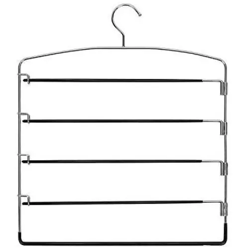 Corodo Black Pants Hangers 3 Pack, No Slip Multi Pant Hanger for Jeans Trousers, Skirts, Scarf, 5 Tier Swing Arm Pant Rack