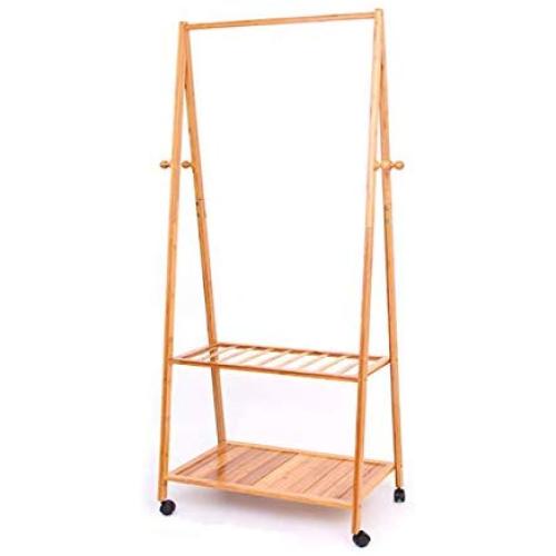 Cxjff Coat Rack Clothes Hat Stand with Pulley Hanger Solid Wooden Floor Standing, 2 Colors, 5 (Color : Woodb60cm)