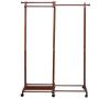 Cxjff Floor Standing Coat Rack Clothes Hat Stand Retractable Floor Standing Coat Rack Clothes Hat Stand Hanger Shelf Wood Wheels 3 Poles 4 Hooks, 63.545162CM Hanger Modern (Color : Reddish Brown)