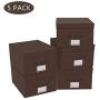 NA&CO SEASON 5 Pack Large Sturdy Foldable Storage Bins (15x12x7.7),Polyester Fabric Storage Boxes with Lids and Handle,Containers Organizer for Home, Nursery, Closet, Office(Chocolate)