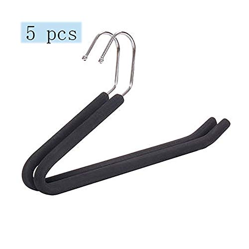 HJYPYJ Magic Hanger,Z-Sponge Non-Slip Multifunctional Hangers,Anti-Shoulder Pants Rack Not Easily Deformed Space Saving Organizer Hanger Strong Bearing Capacity/Black / 5 pcs