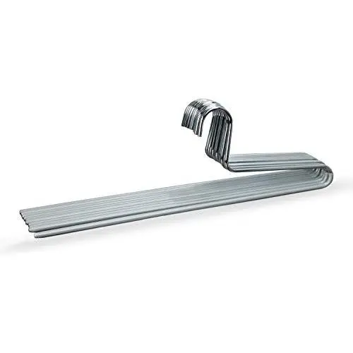Mawa by Reston Lloyd Trouser Series Non-Slip Space-Saving Clothes Hanger with Single Rod for Pants, Style KH/1, Set of 10, Silver
