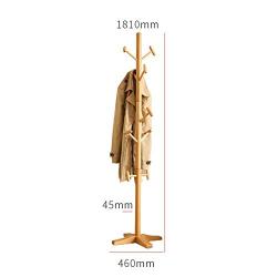 Cxjff Floor Standing Coat Rack Useful Save Space Hanger Clothes 10 Hooks Easy Install, Wood (Color : Wood Color, Size : 46x46x181cm)