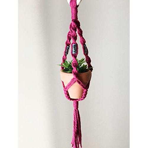Macrame mini car rear view mirror plant hanger, car charm