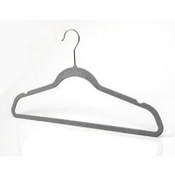 Michael Graves Design Ultra-Thin Non-Slip Velvet Clothing Hangers, Flocked & Durable, Closet Space Saving, for Garments, Suits, Dresses, Pants, Shirts, Coats, 25 Pack (Grey)