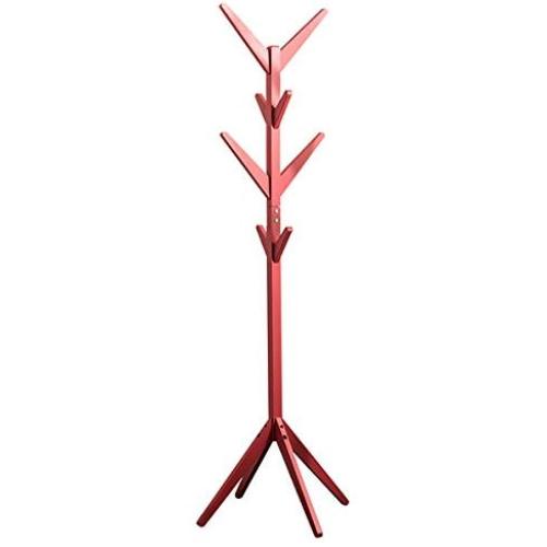 Yxsd Solid Wood Coat Rack Stand Entryway Free Standing Hat Jacket Clothes Hanger Holder Hall Tree 4 Tier 8 Hooks H68.9,4 Colors Optional (Color : Red)