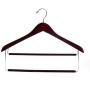 2 Quality Two-Tone Wooden Suit Hangers with Velvet Pants Bar Smooth Finish Solid Wood Coat Hanger with 360° Swivel Hook - Camisole, Jacket, Pant, Dress Clothes Hangers (Mahogany, 2)