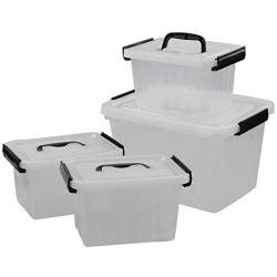 Utiao Plastic Bin with Lid, Latching Boxes (12 Quart, 3 Quart)