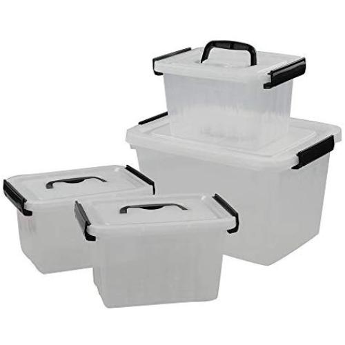Utiao Plastic Bin with Lid, Latching Boxes (12 Quart, 3 Quart)