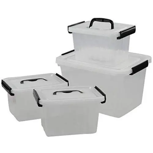 Utiao Plastic Bin with Lid, Latching Boxes (12 Quart, 3 Quart)
