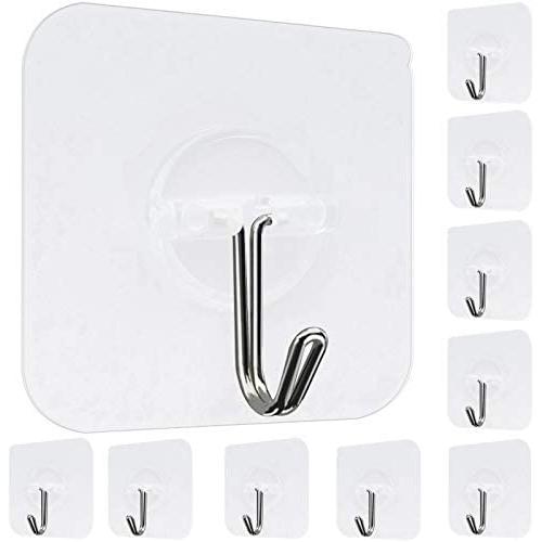 36 Pack Adhesive Hooks Heavy Duty Wall Hooks Transparent Reusable Hooks 30lb(Max) Waterproof and Oilproof for Bathroom and Kitchen