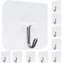 36 Pack Adhesive Hooks Heavy Duty Wall Hooks Transparent Reusable Hooks 30lb(Max) Waterproof and Oilproof for Bathroom and Kitchen