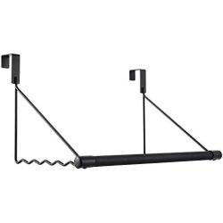 Magicfly Over The Door Closet Rod, Heavy-Duty Over The Door Hanger Rack with Hanging Bar for Coat, Towels Holder, Freshly Ironed Clothes, Black