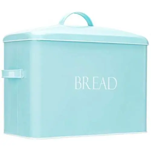 Outshine Vintage Metal Bread Bin - Countertop Space-Saving, Extra Large, High Capacity Bread Storage Boxes for your Kitchen - Holds 2+ Loaves 13" x 10" x 7"- Mint with BREAD Lettering Outshine Vintage Metal Bread Bin - Countertop Space-Saving, Extra Large, High Capacity Bread Storage Boxes for your Kitchen - Holds 2+ Loaves 13" x 10" x 7"- Mint with BREAD Lettering