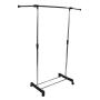 Cypress Shop Portable Single Adjustable Rail Bar Clothing Shelf Rack Garment Rolling Trolley Cart Hanging Cloth Hanger Heavy Duty Open Closet Clothes Storage Organizer Home Furniture