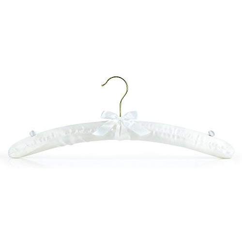 HANGERWORLD 5 White 17inch Satin Padded Top Garment Wedding Clothes Coat Hangers with Buttons