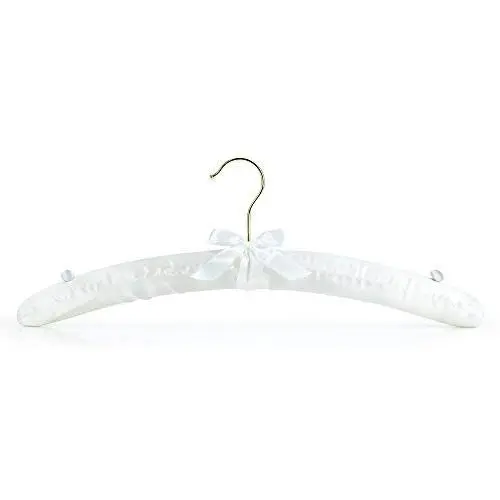 HANGERWORLD 10 White 17inch Satin Padded Top Coat Clothes Wedding Garment Dress Hangers with Buttons HANGERWORLD 10 White 17inch Satin Padded Top Coat Clothes Wedding Garment Dress Hangers with Buttons