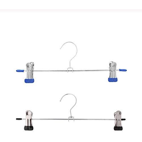 10pcs Random Color Stainless Steel Trouser Hanger Rack Coat Pants Skirt Hangers Clothes Stand Holder with 2 Adjustable Non-Slip Clips Decoration