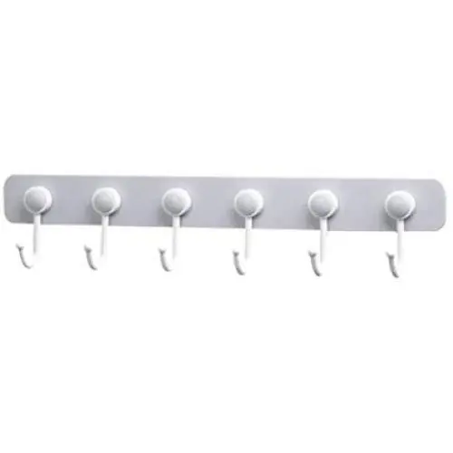 super1798 6 Hooks 360 Degree Rotating Sticky Wall Hanger Clothes Kitchen Tool Towel Rack - Grey