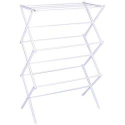 US Fast Shipment Quaanti 3-Tier Folding Anti-Rust Compact Steel Clothes Drying Rack,Retractable Drying Rack Hanging Clothes Foldable Extendable Clothes Dryer for Laundry Dryer Hanger Stand (White)