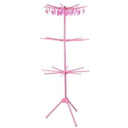 Sugoyi Clothes Rack, Multifunctional Dryer Hanger Foldable for Clothes Socks Underwear (Pink)