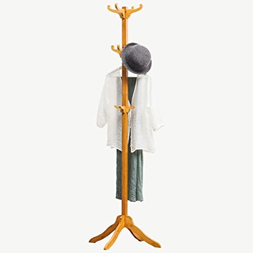 LLDDP Coat Hooks Wall Coat Racks Floor-Standing Coat Rack Simple Solid Wood Hanger Bedroom Clothes Rack Living Room Bamboo Rattan Hat Coat Rack Hall Tree Free Standing Garment Racks