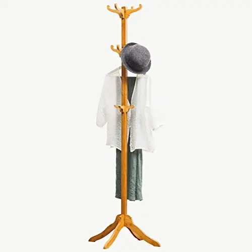 LLDDP Coat Hooks Wall Coat Racks Floor-Standing Coat Rack Simple Solid Wood Hanger Bedroom Clothes Rack Living Room Bamboo Rattan Hat Coat Rack Hall Tree Free Standing Garment Racks
