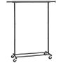 SONGMICS Clothing Garment Rack on Wheels, Heavy-Duty Clothes Rack, Collapsible, with Extendable Hanging Rail, Bottom Storage Shelf, Black UHSR13BK
