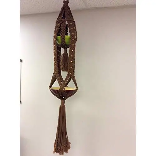 Macrame Plant Hanger with Bamboo Bowls Macrame Plant Hanger with Bamboo Bowls