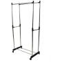 Double Heavy Duty Rail Portable Clothes Hanger Rolling Garment Rack Adjustable