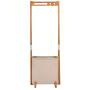JFGUOYA Bamboo Coat Rack with Storage Basket, Bedroom Clothes Hanger Free Standing Hanging Rail - Laundry Hamper Garment Rack, Bamboo Coat Organizer with Clothes Hanger and Storage Shelves