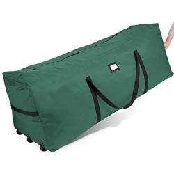 ZOBER Rolling Large Christmas Tree Storage Bag - Fits Upto 7-9 ft. Artificial Disassembled Trees, Durable Handles & Wheels for Easy Carrying and Transport - Tear Proof Duffle Bag