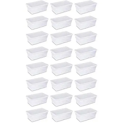 STERILITE 16428012 6 Quart/5.7 Liter Storage Box, White Lid with Clear Base (6 Quart, 24 Count) STERILITE 16428012 6 Quart/5.7 Liter Storage Box, White Lid with Clear Base (6 Quart, 24 Count)