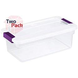 Sterilite 17511712 6-Quart ClearView Latch Box, with Plum Handles, 2-Pack