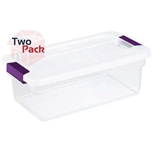 Sterilite 17511712 6-Quart ClearView Latch Box, with Plum Handles, 2-Pack Sterilite 17511712 6-Quart ClearView Latch Box, with Plum Handles, 2-Pack