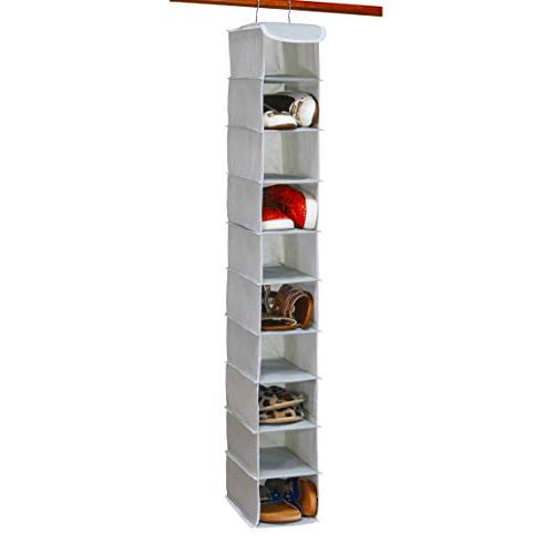 Simple Houseware 10 Shelves Hanging Shoes Organizer Holder for Closet w/ 10 Pockets, Grey