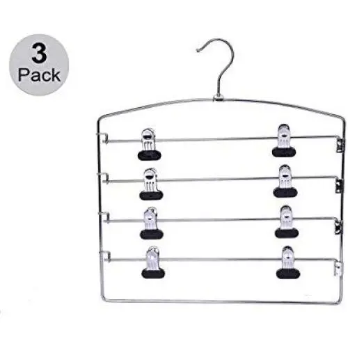 3 Quality Multi Skirt Hangers, Space-Saving Multi-Bar Metal Skirt/Pants Hangers, Adjustable Clips, Swivel Hook, Pants, Scarves, Towels, (Skirt, 3 Pieces) 3 Quality Multi Skirt Hangers, Space-Saving Multi-Bar Metal Skirt/Pants Hangers, Adjustable Clips, Swivel Hook, Pants, Scarves, Towels, (Skirt, 3 Pieces)