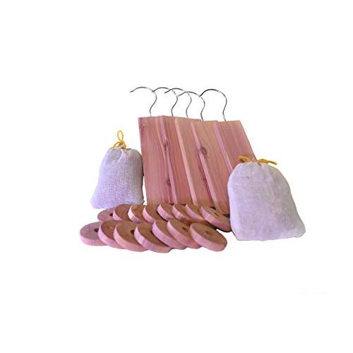 Cedar Hanging Blocks - Closet Storage Deodorizer - Moth Repellent For Clothes - Clothing Hangers - Essential Clothes Freshener - Mothballs Protector/Protection - Cedar Blocks For Clothing Storage