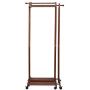 Cxjff Floor Standing Coat Rack Clothes Hat Stand Retractable Floor Standing Coat Rack Clothes Hat Stand Hanger Shelf Wood Wheels 3 Poles 4 Hooks, 63.545162CM Hanger Modern (Color : Reddish Brown)